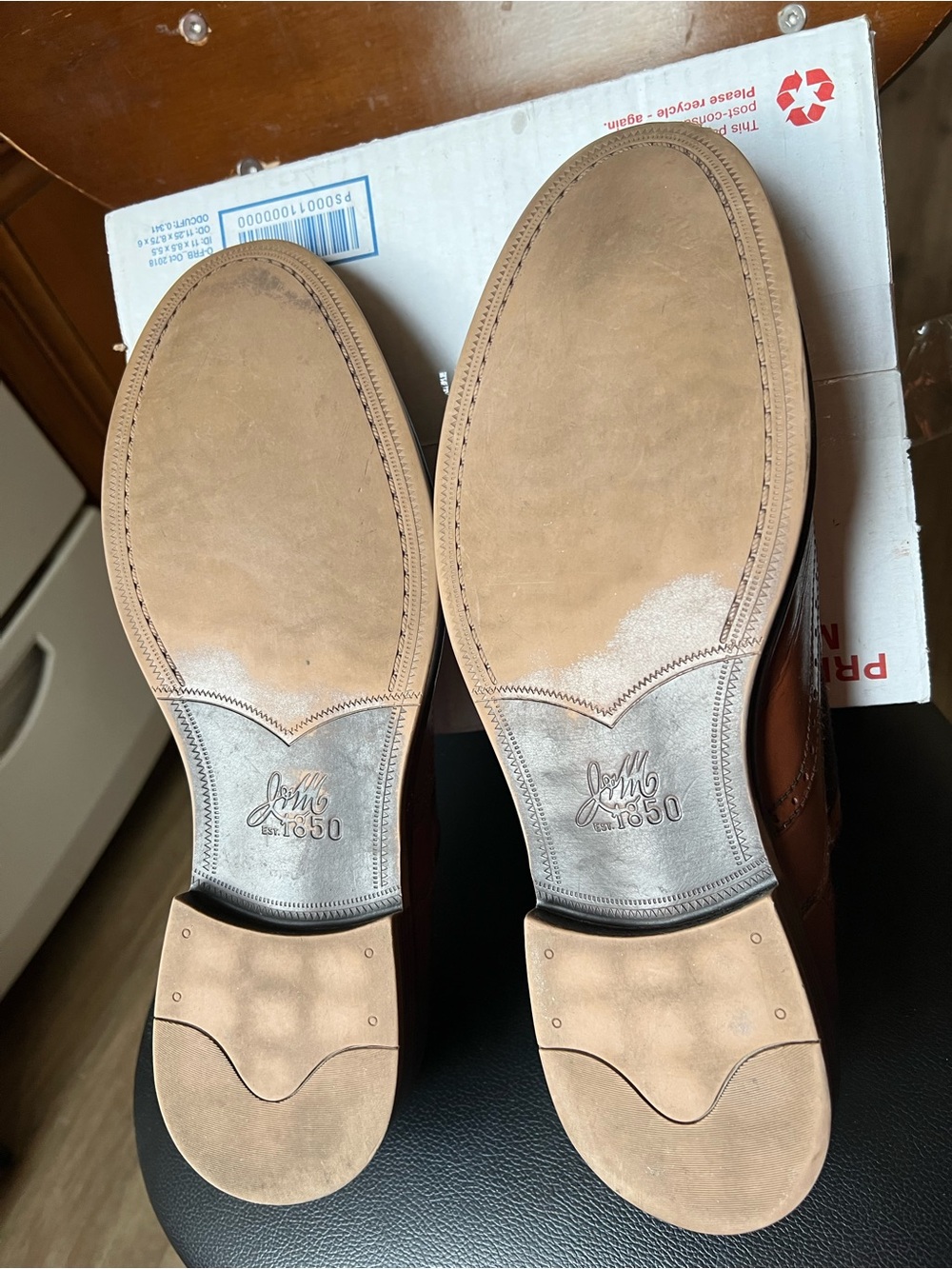 Johnston & Murphy 1850 Grayson Wingtip Oxford Mixed Media Tan Linen Men's 11.5 M - Picture 11 of 16
